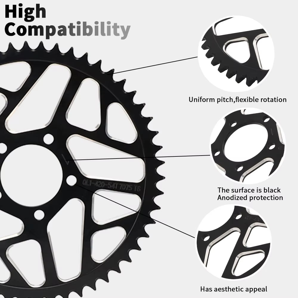 Motorcycle 48T 54T 60T 7075 Aviation Aluminum Alloy Rear Chain Sprocket for Surron Sur-Ron Sur Ron Lightbee X S Segway X160 X260